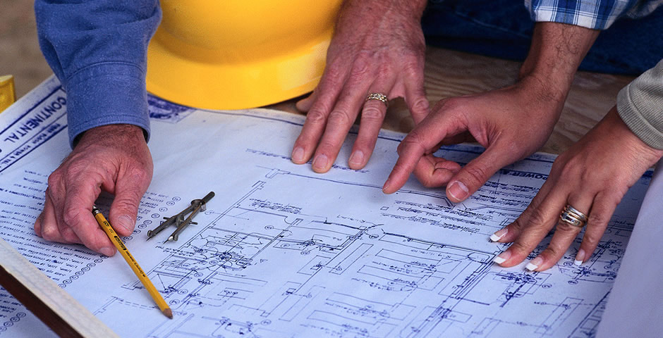 Reviewing construction drawings on a Cinric project